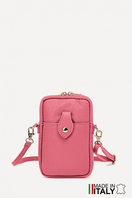 Grained Leather crossbody clutch bag phone size ZE-9013-G : Colors:D82 Watermelon