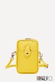 Sac pochette bandoulière en cuir grainé format téléphone ZE-9013-G : couleur:Jaune (Yellow)