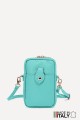 Grained Leather crossbody clutch bag phone size ZE-9013-G : colour:Menthe