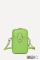 Sac pochette bandoulière en cuir grainé format téléphone ZE-9013-G : couleur:Vert Pomme