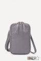 Grained Leather crossbody clutch bag phone size ZE-9018-G : colour:Grey