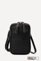 Grained Leather crossbody clutch bag phone size ZE-9018-G : colour:Black