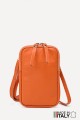 Grained Leather crossbody clutch bag phone size ZE-9018-G : colour:Orange