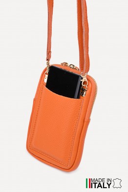 Sac pochette bandoulière en cuir grainé format téléphone ZE-9018-G