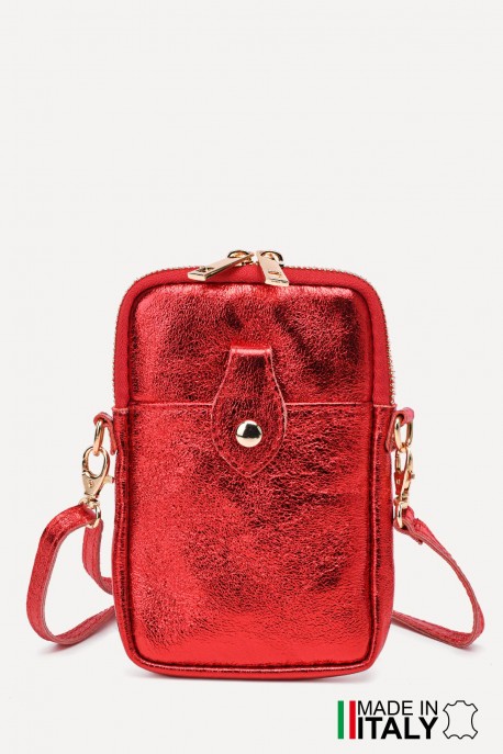 Metallic Leather crossbody clutch bag phone size ZE-9013-MT