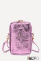 Metallic Leather crossbody clutch bag phone size ZE-9013-MT