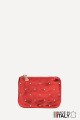 Flat pocket purse in studded metallic leather ZE-8003 : Colors:Scarlet