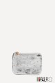 Flat pocket purse in studded metallic leather ZE-8003 : Colors:White silver