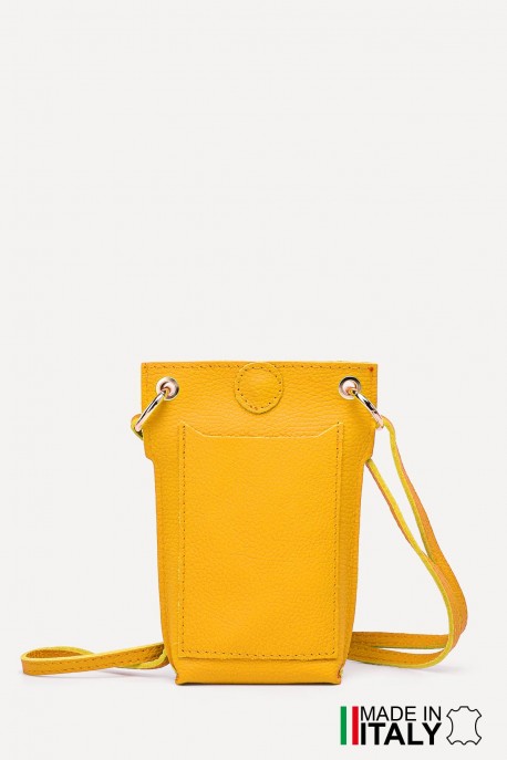 Grained Leather crossbody clutch bag ZE-9014-G : colour:Yellow