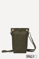 Grained Leather crossbody clutch bag ZE-9014-G : colour:Khaki
