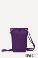 Grained Leather crossbody clutch bag ZE-9014-G : colour:Violet foncé