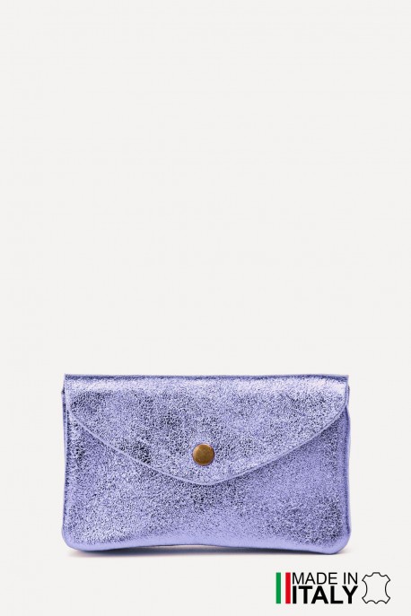 Porte-monnaie Pochette cuir métallisé ZE-8002 : Couleur:Acier UV (L027)