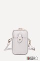 Grained Leather crossbody clutch bag phone size ZE-9013-G : colour:Crème