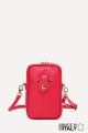 Grained Leather crossbody clutch bag phone size ZE-9013-G : colour:Red