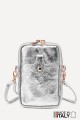Metallic Leather crossbody clutch bag phone size ZE-9013-MT : Colors:silvery