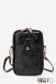 Metallic Leather crossbody clutch bag phone size ZE-9013-MT : Colors:Black