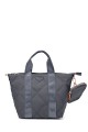Synthetic quilted textile handbag 188-14 : colour:Bleu-Gris
