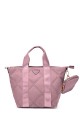 Synthetic quilted textile handbag 188-14 : colour:Pink