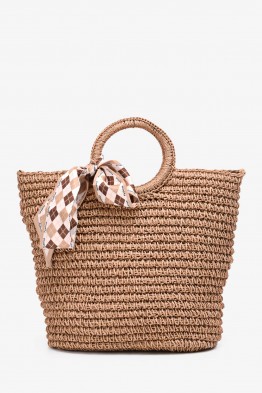 CL13079 Crocheted paper straw handbag / Beach bag