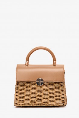 CL13087 Woven paper straw handbag on rigid frame