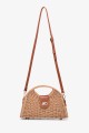 CL13088 Woven paper straw handbag on rigid frame