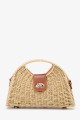 CL13088 Paper straw handbag on rigid frame : colour:Beige