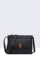 11035-BV Grained Synthetic Shoulder Bag : colour:Black