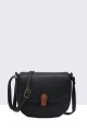 11038-BV Grained Synthetic Shoulder Bag : colour:Black