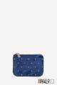 Flat pocket purse in studded metallic leather ZE-8003