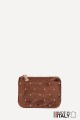 Flat pocket purse in studded metallic leather ZE-8003 : Colors:Caramel