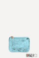 Flat pocket purse in studded metallic leather ZE-8003 : Colors:Mint green