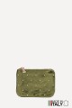 Flat pocket purse in studded metallic leather ZE-8003 : Colors:Olive