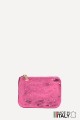 Porte-monnaie Pochette plate en cuir métallisé clouté ZE-8003