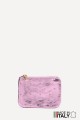 Flat pocket purse in studded metallic leather ZE-8003 : Colors:Powder pink