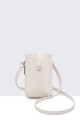Synthetic phone pouch with shoulder strap DC-30013-BV : colour:Ecru