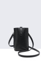 Synthetic phone pouch with shoulder strap DC-30013-BV : colour:Black