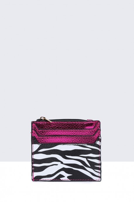 D-30043 Synthetic Wallet Card Holder : colour:Magenta fuchsia