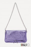 Folding shoulder bag in metallic leather ZE-9017-MT