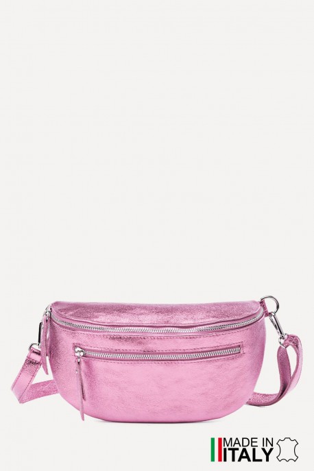 Metallic Leather fanny pack ZE-9004-MT : Colors:Powder pink (L-532 / L014)