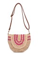 HL13202 Shoulder bag made of paper straw crocheted : colour:Fuchsia