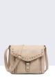 11050-BV Grained Synthetic Shoulder Bag : colour:Khaki