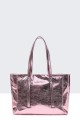 metallic synthetic handbag 28615-BV : colour:Pink