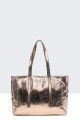 metallic synthetic handbag 28615-BV : colour:Champagne