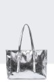 metallic synthetic handbag 28615-BV : colour:Silver
