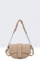 28627-BV Grained Synthetic Shoulder Bag Handbag : colour:Khaki