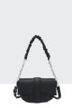 28627-BV Grained Synthetic Shoulder Bag Handbag : colour:Black