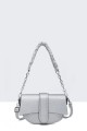 28627-BV Grained Synthetic Shoulder Bag Handbag : colour:Silver