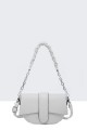 28627-BV Grained Synthetic Shoulder Bag Handbag : colour:White