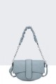 28627-BV Grained Synthetic Shoulder Bag Handbag : colour:Blue