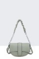 28627-BV Grained Synthetic Shoulder Bag Handbag : colour:Green